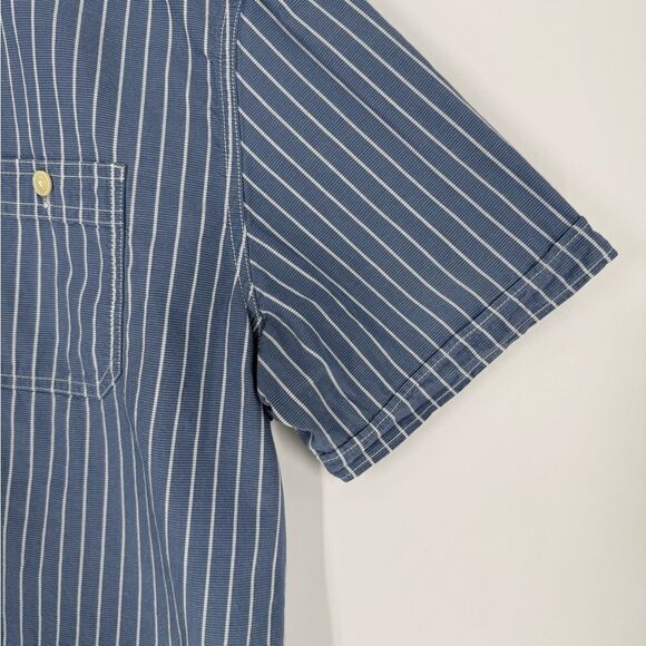 Grayers Clothiers Striped Short Sleeve Button Down Shirt in Blue/White | Large - Picture 6 of 7